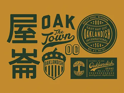 The town acorn badge baseball marks oakland script
