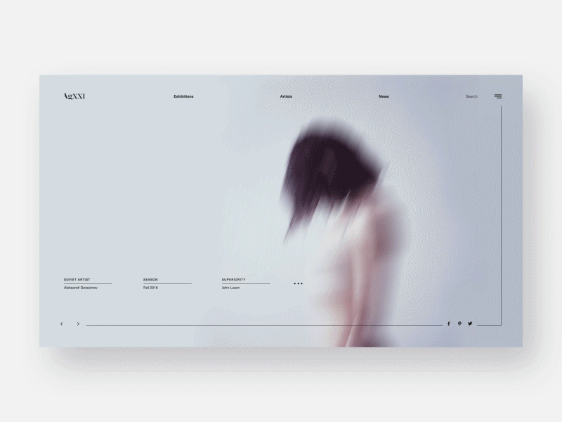 AgXXI Website #4 art gallery interaction minimal slides ui web website