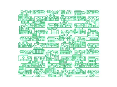 TEGFY city design green icon illustration lineal