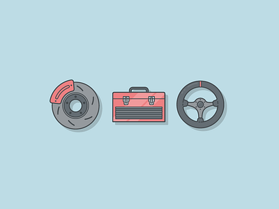 Unused Car Icons brake car drive icons rotor steering wheel toolbox tools wheel
