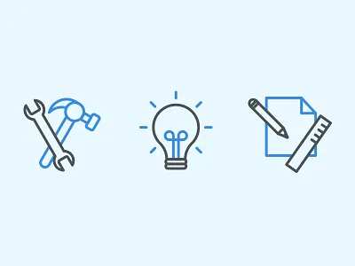 Craft Icons blueprint draft hammer icons lightbulb pencil ruler tools wrench