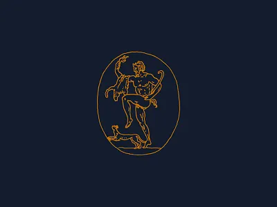 Old No.36 bust dog flame hand drawn illustration linework no eyes nude