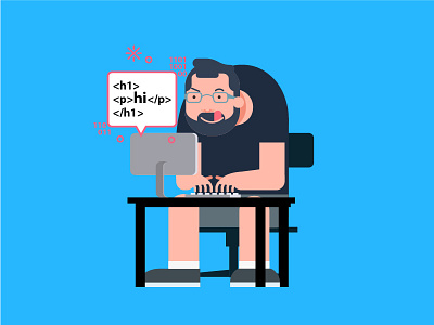Coding Giant character coding computer nerd programmer
