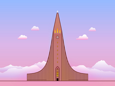 Reykjavik building design illustration ui