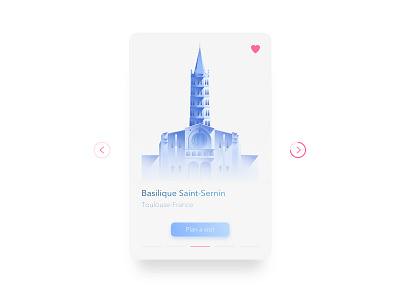 City Ui card church city design france landscape toulouse trip typography uiux vector