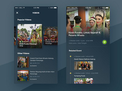 Grebeg Suro Fest App app card culture mobile ponorogo swipe timeline ui ux videos