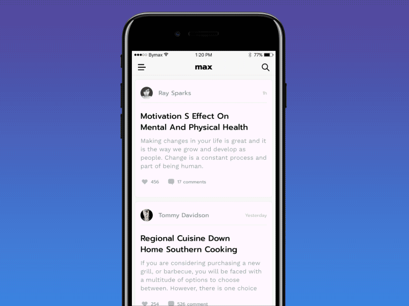 News App animation app ios menu profile tag ui uikit ux