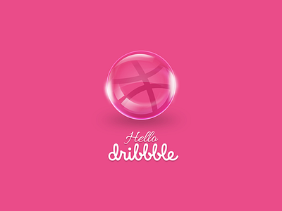Hello Dribbble ball dribbble bubble first shot hello dribbble invite manipulation photoshop pink play start thank you