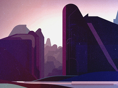 Landscape no.3 digital geometric illustration james gilleard scifi vector vintage