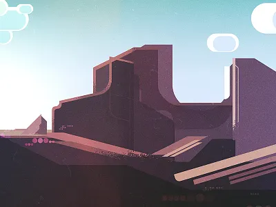 Landscape no.2 digital geometric illustration james gilleard scifi vector vintage