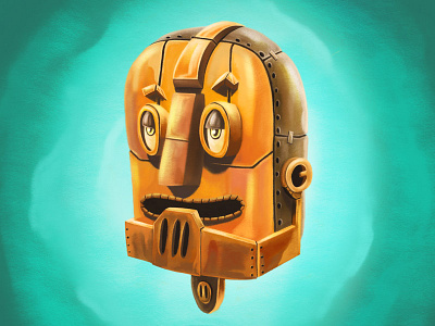 Happy bot artwork character concept digital illustration painting robot