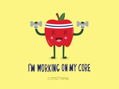 Apple Core apple cartoon cute funny illustration illustrator pun vector work out