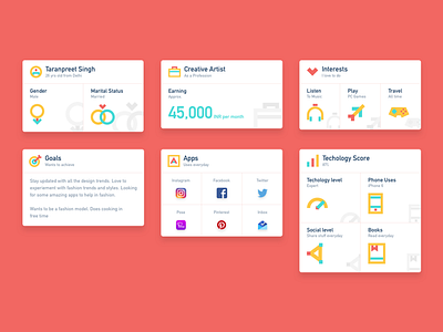 Persona Cards Template apps colorful goals interest job persona technology template ui user testing ux