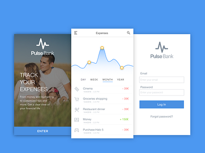 Pulse Bank Screens app app design bank concept fintech sketch ui ux