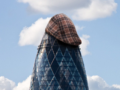 Flatcap on the Gerkin flatcap gerkin london photomanipulation photoshop yorkshire