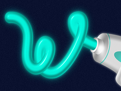 Electric Toothpaste "W" electric graphic design illustration lettering neon paste