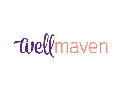 Wellmaven WIP logotype orange purple san serif script