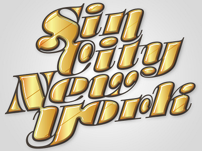 Sin City gold lettering type typography