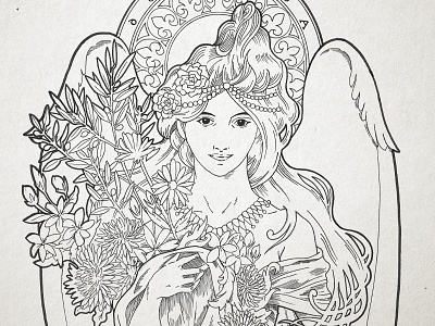 Virgo Mucha art drawing handmade illustration ink mucha noveau pencils virgo