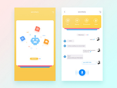 Intelligent secretary app card chat design illustration intelligent robot secretary ui voice