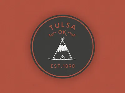 Tulsa Oklahoma Sticker black and red builtbyluke dark design hand drawn illustration luke holloway red sticker teepee