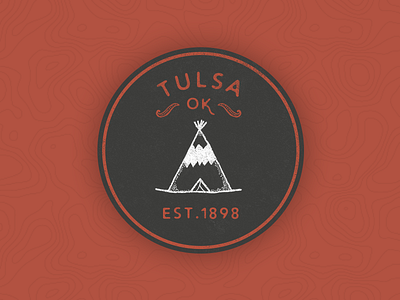 Tulsa Oklahoma Sticker black and red builtbyluke dark design hand drawn illustration luke holloway red sticker teepee