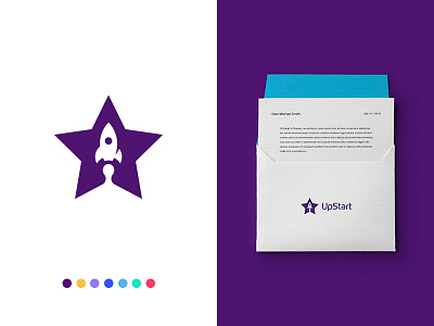 UpStart branding coworking identity logo rocket star start start up up