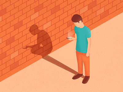 How social media makes you feel like a pauper editorial illustration media pauper shadow social wall