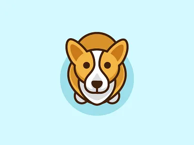 Corgi looking up animal character mascot app apps application brand branding identity child children cute fun funny flat cartoon comic friendly corgi dog geometry geometric illustrative illustration logo mark pet puppy symbol icon