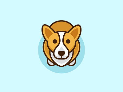 Corgi looking up animal character mascot app apps application brand branding identity child children cute fun funny flat cartoon comic friendly corgi dog geometry geometric illustrative illustration logo mark pet puppy symbol icon