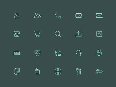 Spenn Icons bed category clothes food groceries icon kids money shop