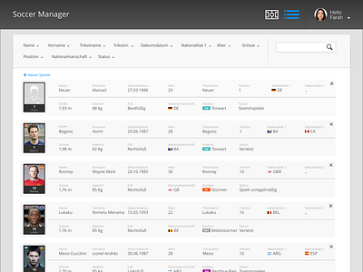 Soccer manager – List view app list view player soccer sport ui