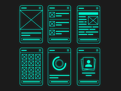 Glowing wireframes axure glow minimalism outlines wireframes