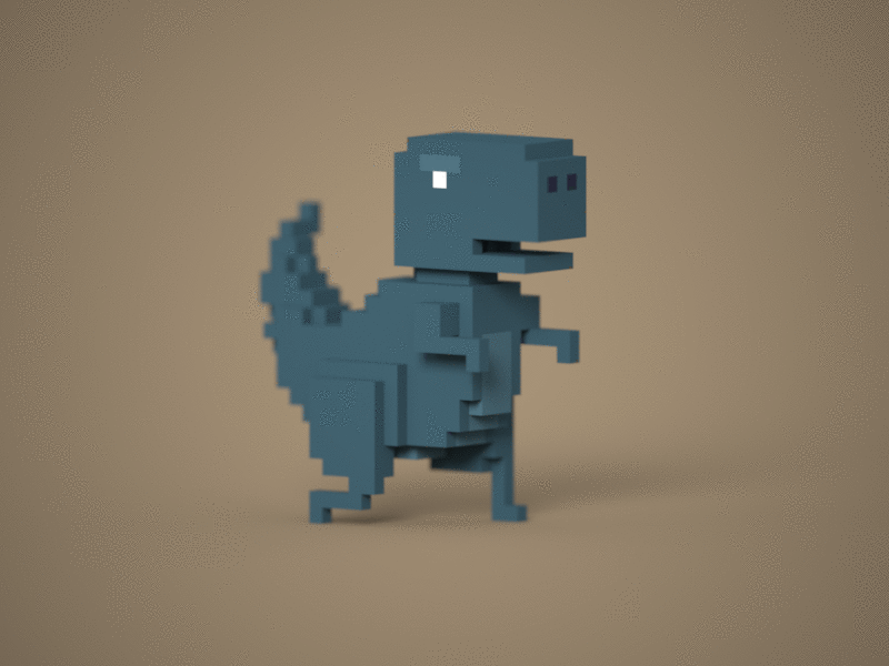 Voxel T-Rex walk 3d animation dino magicavoxel stopmotion trex voxel voxelart