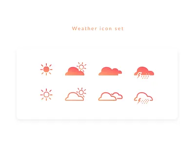 Weather Set cloud fill gradient icon icons line rain set sun thunder weather