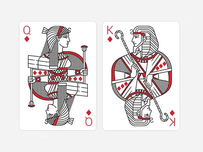 Playing Cards. Queen and King of Diamonds ancient character civilisation deck diamonds egypt flat king line playing cards queen spartez
