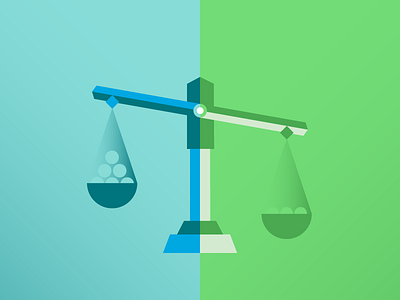 Quantity Or Quality Illo balance blue flat geometric gradient green illustration justice scale weight