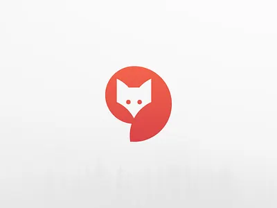 Fox v2 animal circle fox gradient logo mark negative smart symbol tail