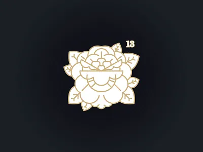 Thirteen flower illustration line pin tattoo
