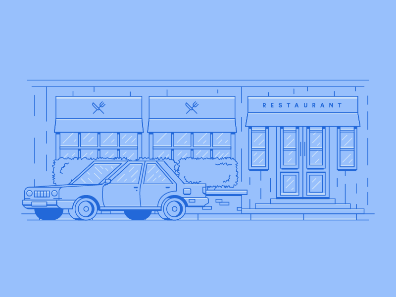 BG cafe car exterior fridge gourmet interior kitchen restaurant room street