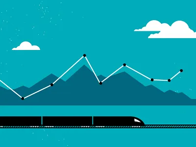 Line Graph Train Scene chart cloud graph line graph mountain railroad range sky tracks train