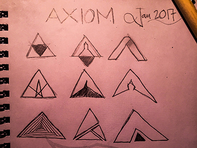 Axiom Project Exploration a backtobasicks basic concept draft exploration feedback logo opinion wanted paper pencil pyramid