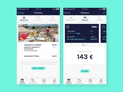 iOS Night Events App / Checkout app card checkout credit card event ios nightlife order payment ui