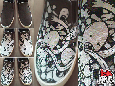 Sneakers acrylic art handmade horror monsters sneakers street