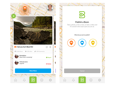 Publish a Beam app card clean event flat ios ios10 map mapbox media ui ux