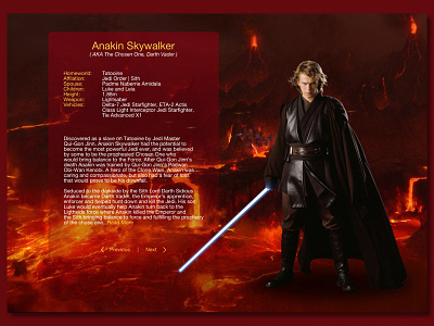 Daily UI Day 045 | Info Card anakin skywalker daily ui daily ui day 045 info card sketch star wars ui web design