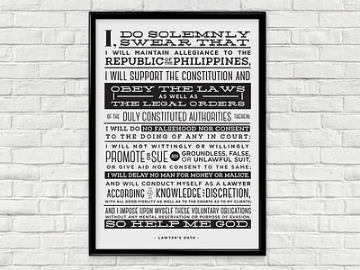 Lawyer's Oath black black and white clean design frame lawyer oath philippines print typography white