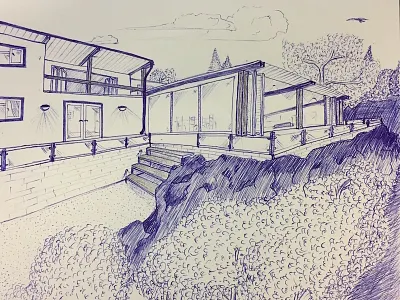 Bored on a course some time back architecture bicballpoint handdrawn