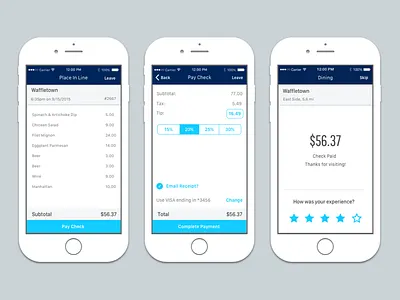 Restaurant payment app bill mobile app pay payment rating restaurant