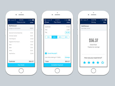 Restaurant payment app bill mobile app pay payment rating restaurant